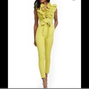 NWT NY & Company Ruffle Lime Green Jumpsuit